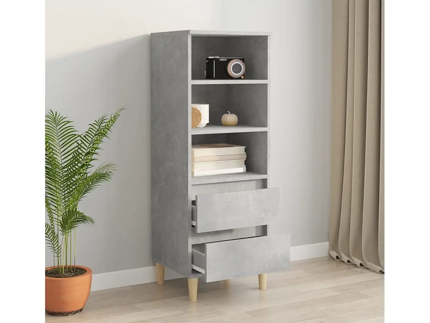 Aparador alto Gris hormigón 40x36x110 cm Madera de ingeniería