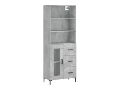 Aparador alto Gris hormigón 69,5x34x180 cm Madera de ingeniería
