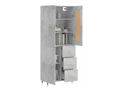 Aparador alto Gris hormigón 69,5x34x180 cm Madera de ingeniería