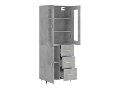 Aparador alto Gris hormigón 69,5x34x180 cm Madera de ingeniería
