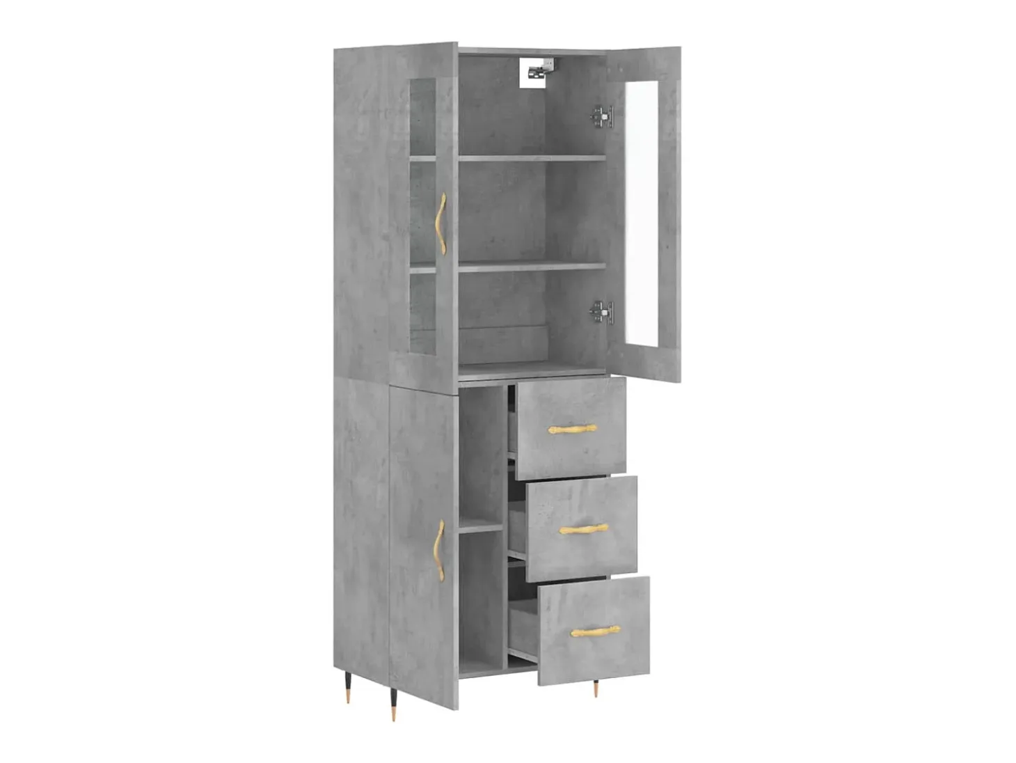 Aparador alto Gris hormigón 69,5x34x180 cm Madera de ingeniería