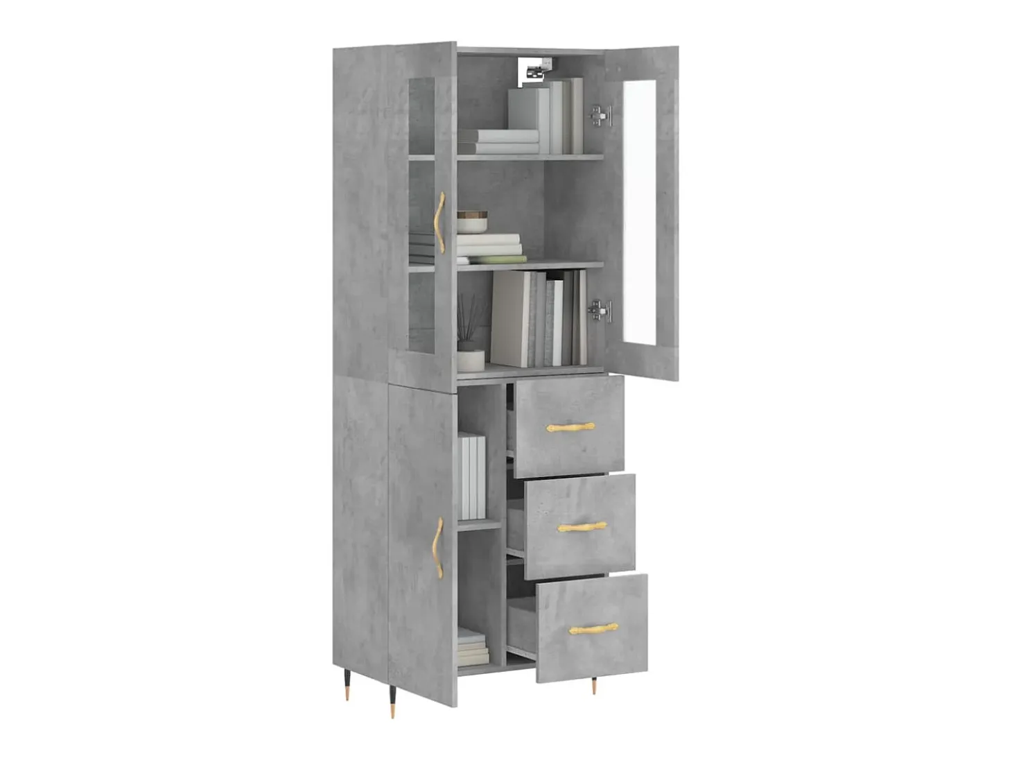 Aparador alto Gris hormigón 69,5x34x180 cm Madera de ingeniería