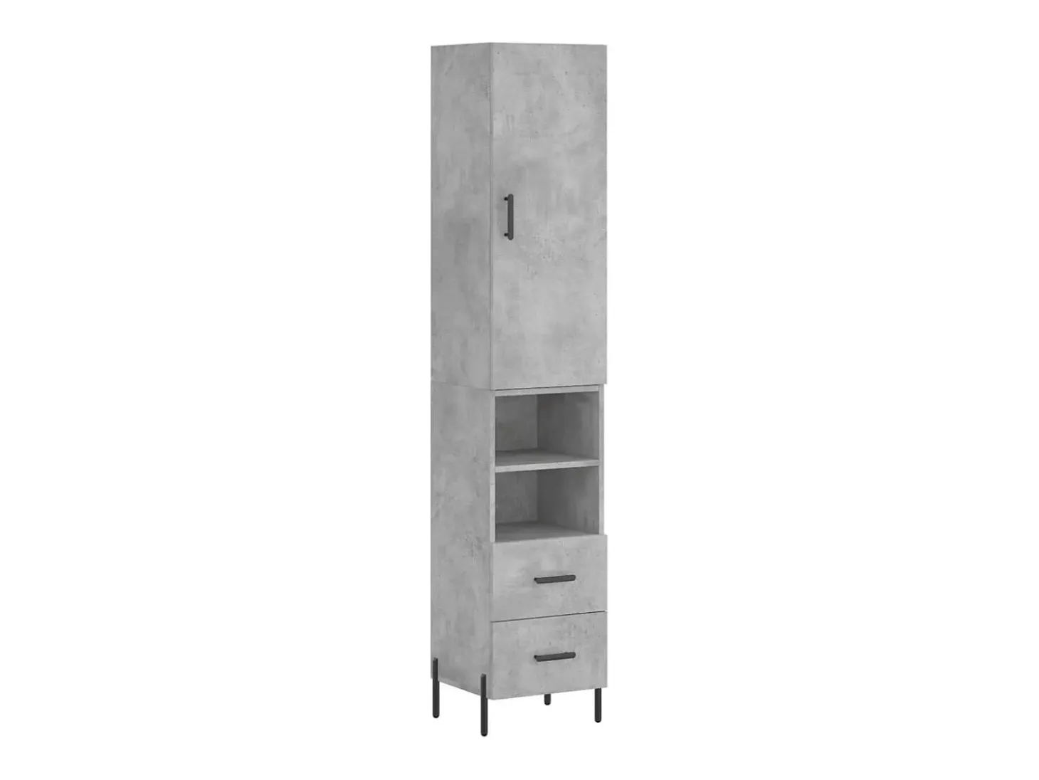 Aparador alto Gris hormigón 34,5x34x180 cm Madera de ingeniería