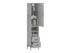 Aparador alto Gris hormigón 34,5x34x180 cm Madera de ingeniería