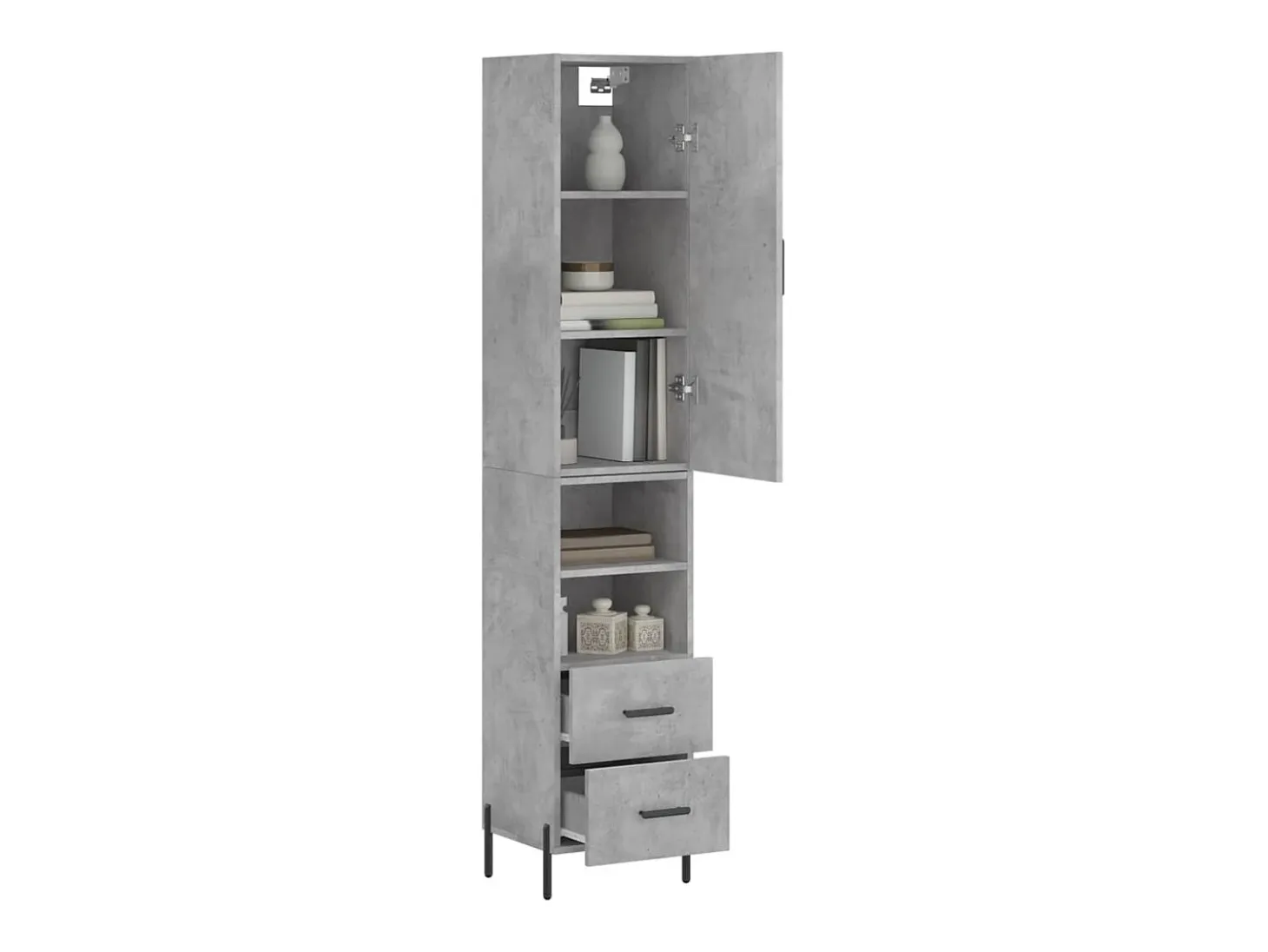 Aparador alto Gris hormigón 34,5x34x180 cm Madera de ingeniería