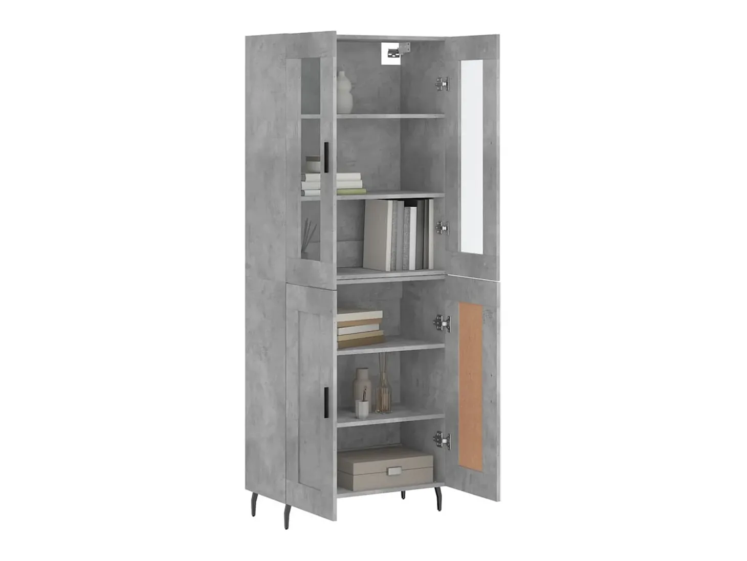 Aparador alto Gris hormigón 69,5x34x180 cm Madera de ingeniería