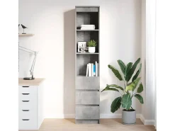 Aparador alto gris hormigón 37,5x35x180 cm madera de ingeniería