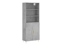Aparador alto Gris hormigón 69,5x34x180 cm Madera de ingeniería