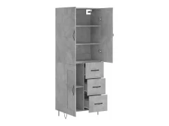 Aparador alto Gris hormigón 69,5x34x180 cm Madera de ingeniería