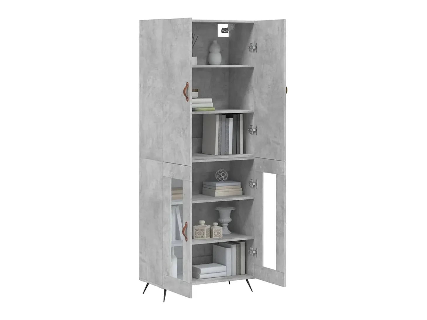 Aparador alto Gris hormigón 69,5x34x180 cm Madera de ingeniería