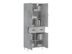Aparador alto Gris hormigón 69,5x34x180 cm Madera de ingeniería