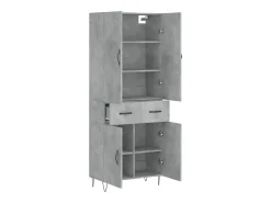 Aparador alto Gris hormigón 69,5x34x180 cm Madera de ingeniería