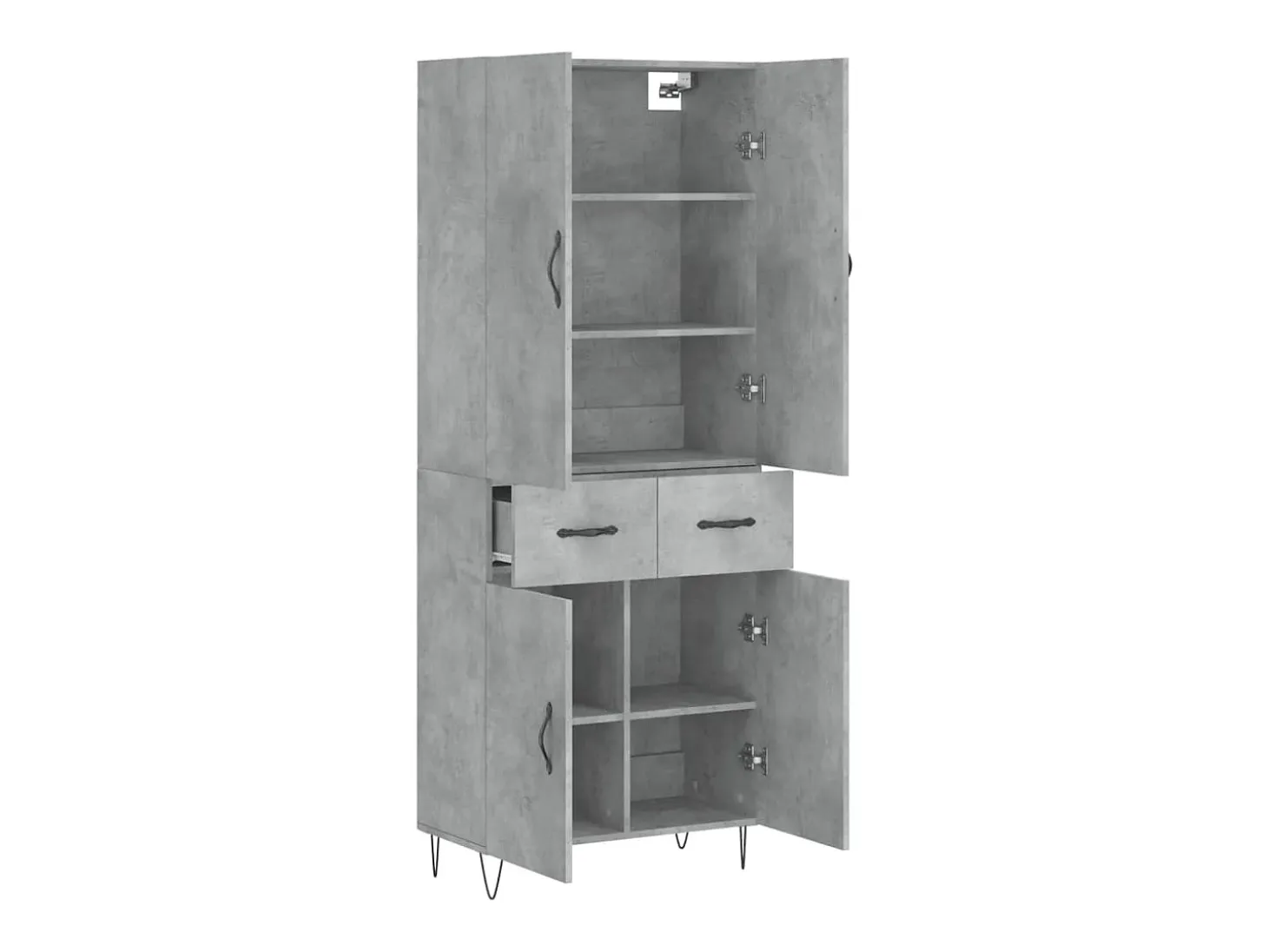 Aparador alto Gris hormigón 69,5x34x180 cm Madera de ingeniería
