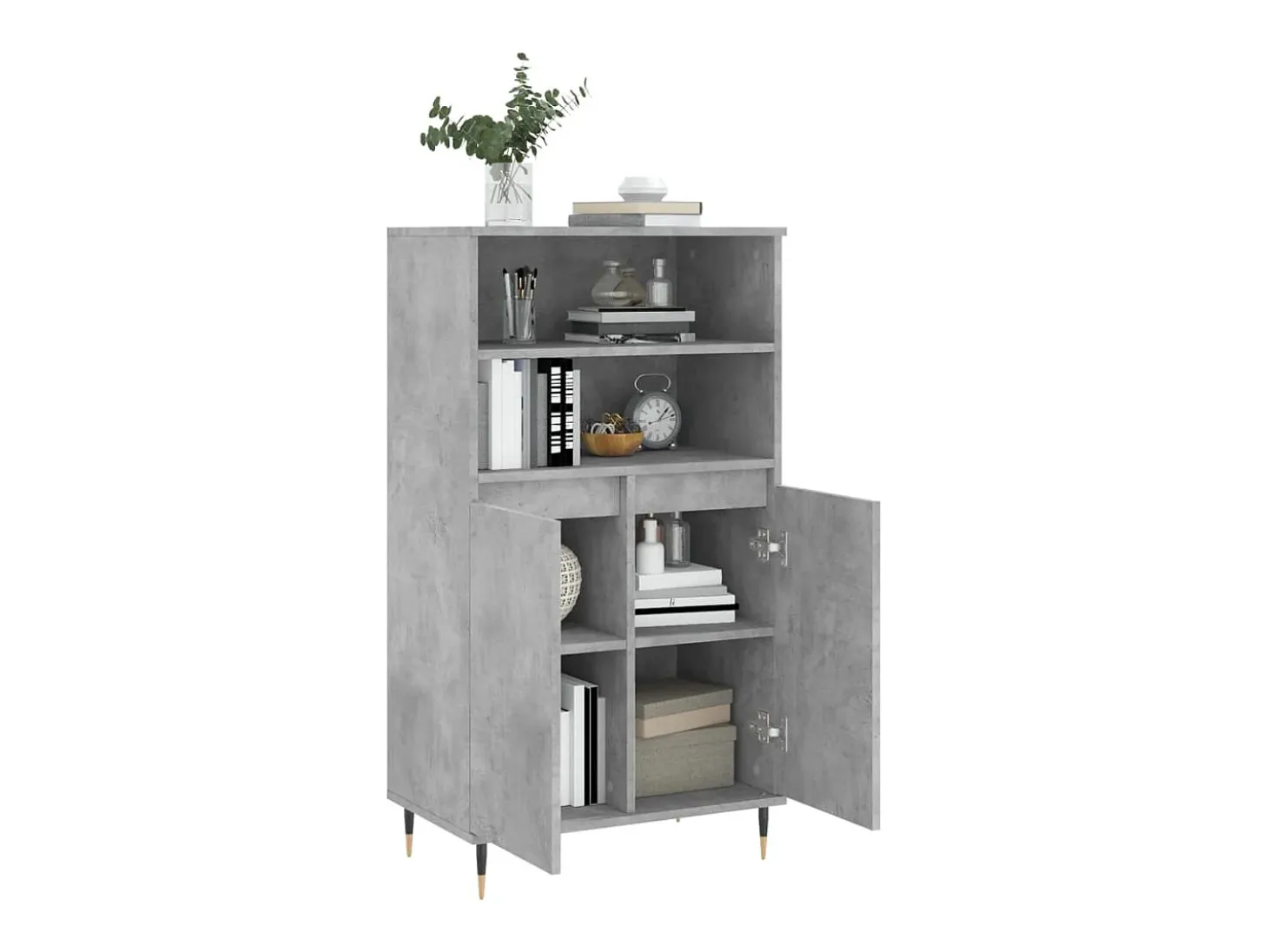 Aparador alto Gris hormigón 60x36x110 cm Madera de ingeniería