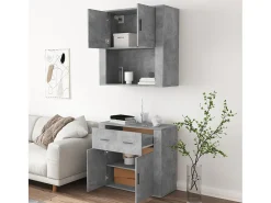 Aparador alto Gris hormigón Madera de ingeniería