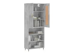 Aparador alto Gris hormigón 69,5x34x180 cm Madera de ingeniería