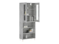 Aparador alto Gris hormigón 69,5x34x180 cm Madera de ingeniería
