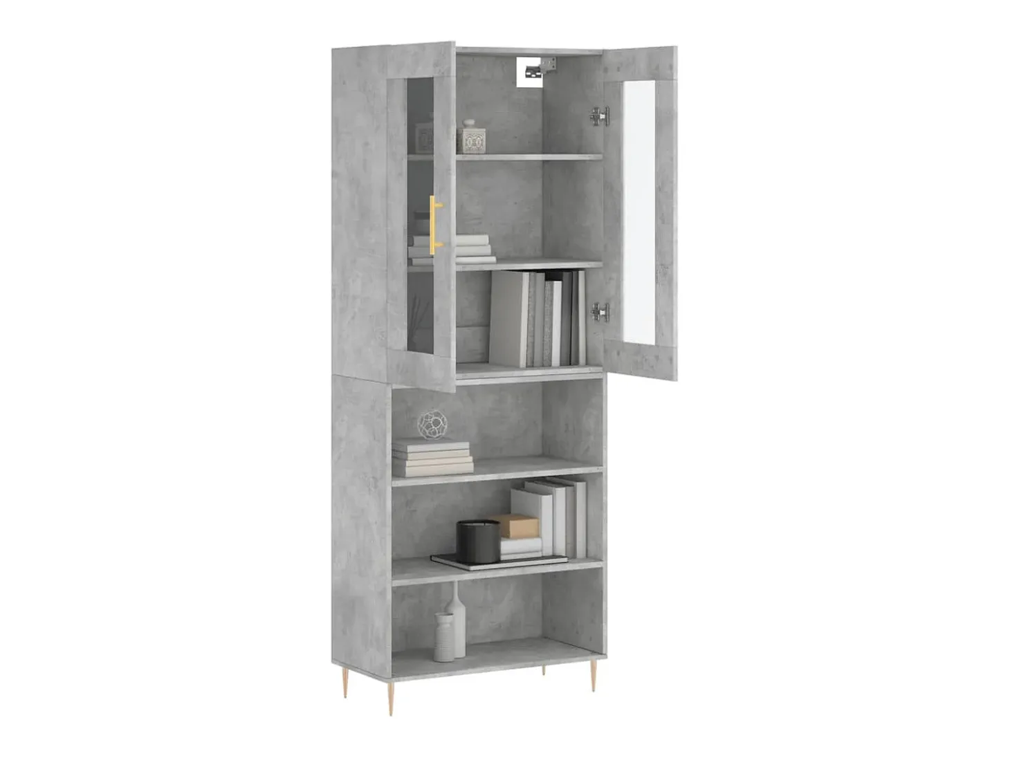 Aparador alto Gris hormigón 69,5x34x180 cm Madera de ingeniería