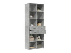 Aparador alto gris hormigón 70x42,5x185 cm madera de ingeniería