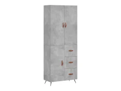 Aparador alto Gris hormigón 69,5x34x180 cm Madera de ingeniería