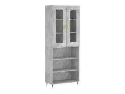 Aparador alto Gris hormigón 69,5x34x180 cm Madera de ingeniería