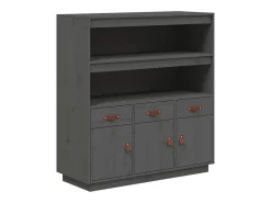 Aparador alto Gris 100x40x108,5 cm Madera maciza de pino