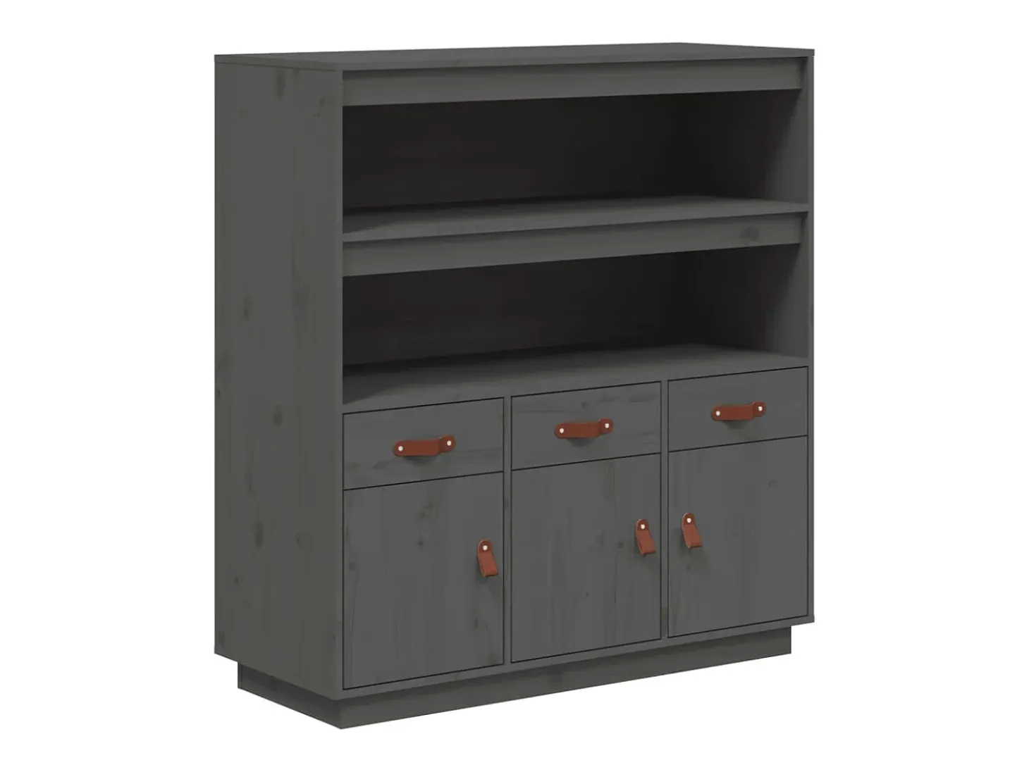 Aparador alto Gris 100x40x108,5 cm Madera maciza de pino