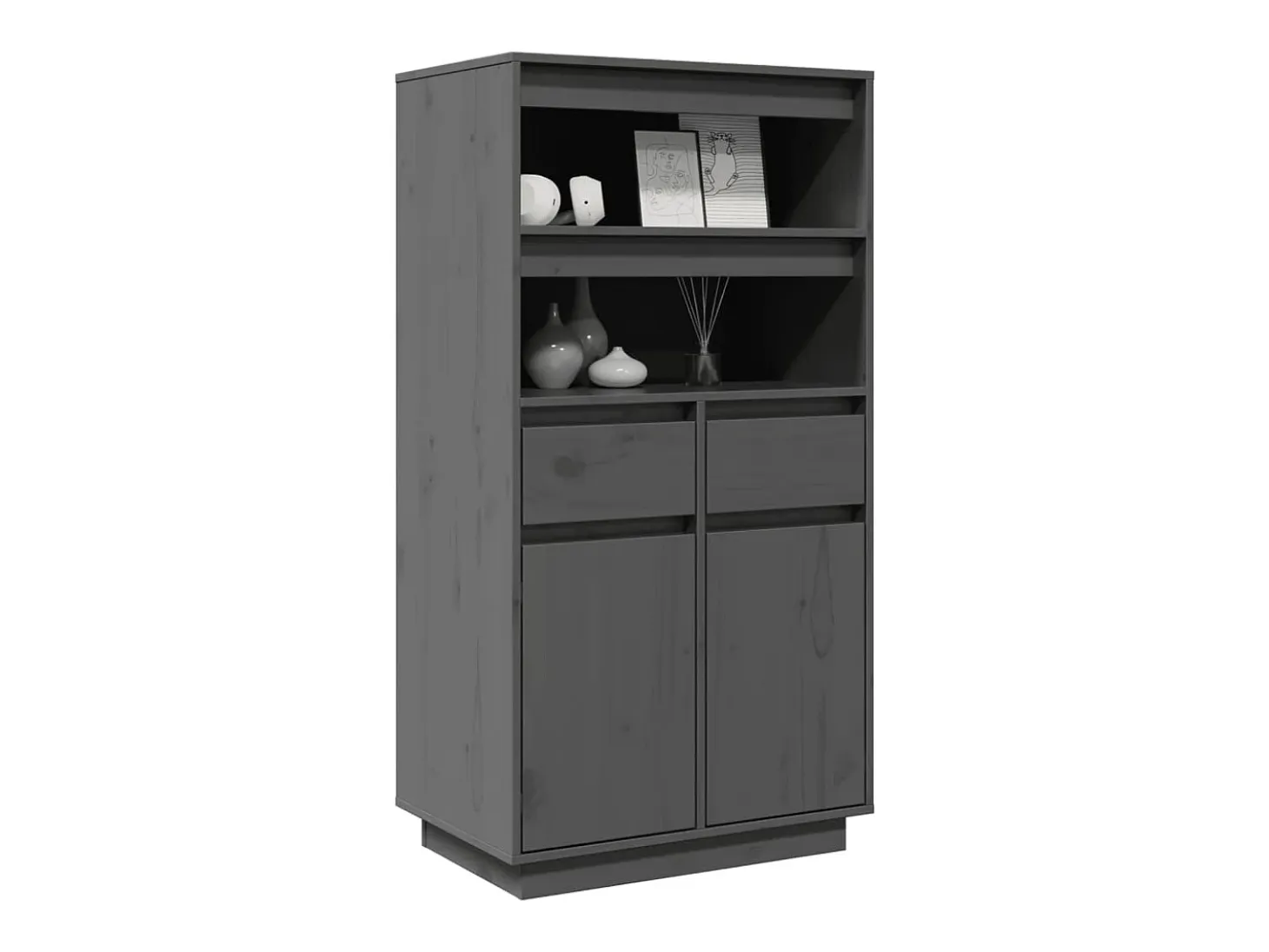 Aparador alto Gris 60x40x116,5 cm Madera maciza de pino