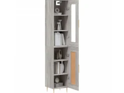 Aparador alto madera contrachapada gris Sonoma 34,5x34x180 cm ES13613