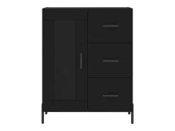 Aparador alto madera contrachapada negro 69,5x34x180 cm
