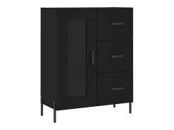 Aparador alto madera contrachapada negro 69,5x34x180 cm