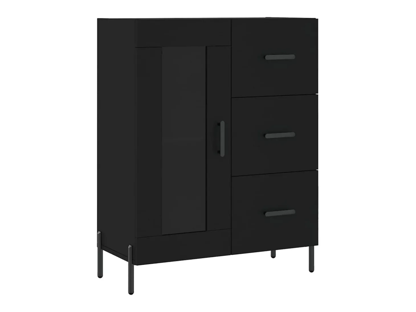 Aparador alto madera contrachapada negro 69,5x34x180 cm