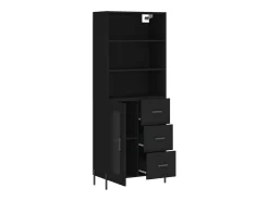 Aparador alto madera contrachapada negro 69,5x34x180 cm