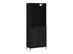 Aparador alto madera contrachapada negro 69,5x34x180 cm
