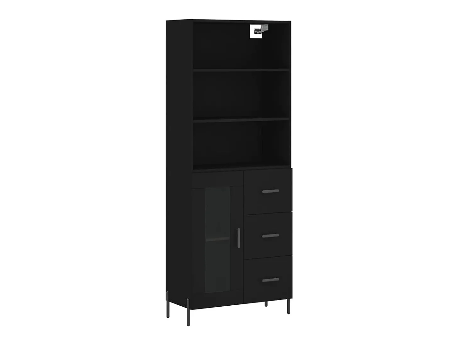 Aparador alto madera contrachapada negro 69,5x34x180 cm