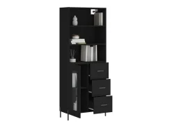 Aparador alto madera contrachapada negro 69,5x34x180 cm