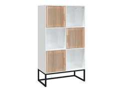 Aparador alto madera contrachapada blanco 70x35x125 cm