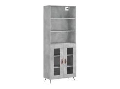 Aparador alto madera contrachapada gris hormigón 69,5x34x180 cm ES84450