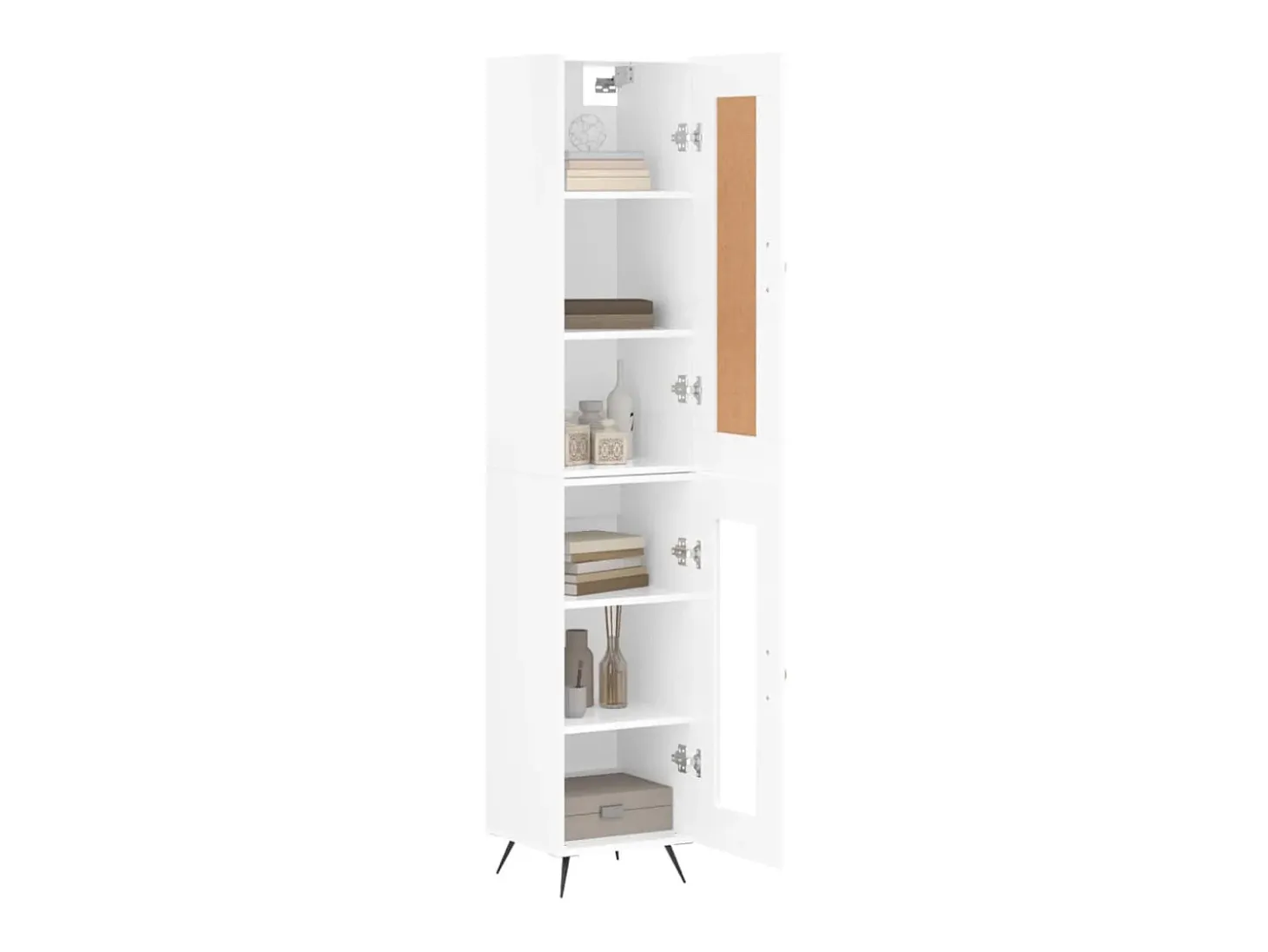 Aparador alto madera contrachapada blanco brillo 34,5x34x180 cm ES52747
