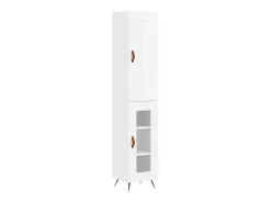 Aparador alto madera contrachapada blanco brillo 34,5x34x180 cm ES52747