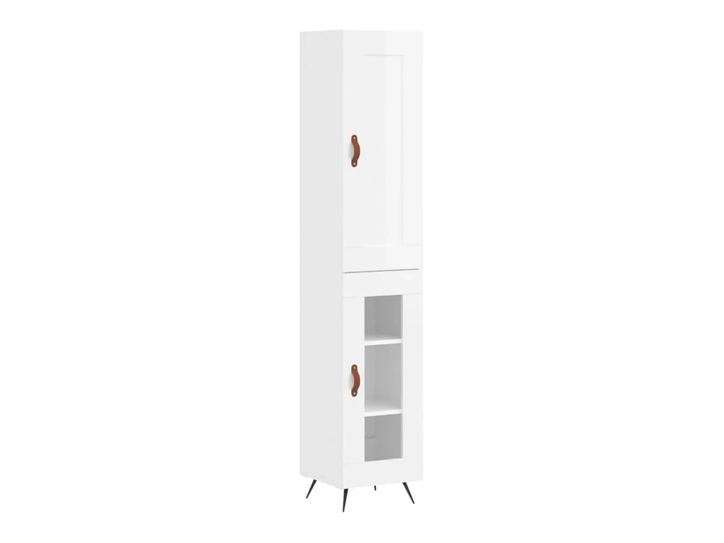 Aparador alto madera contrachapada blanco brillo 34,5x34x180 cm ES52747