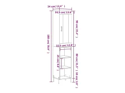Aparador alto madera contrachapada gris Sonoma 34,5x34x180 cm