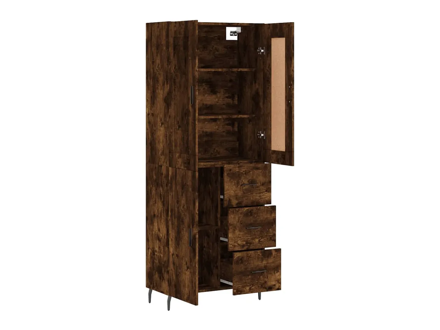 Aparador alto madera contrachapada roble ahumado 69,5x34x180 cm ES13274