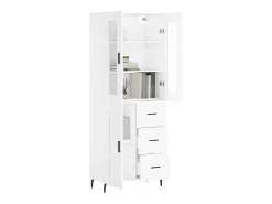 Aparador alto madera contrachapada blanco 69,5x34x180 cm