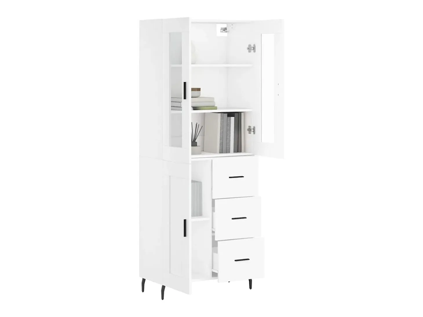 Aparador alto madera contrachapada blanco 69,5x34x180 cm