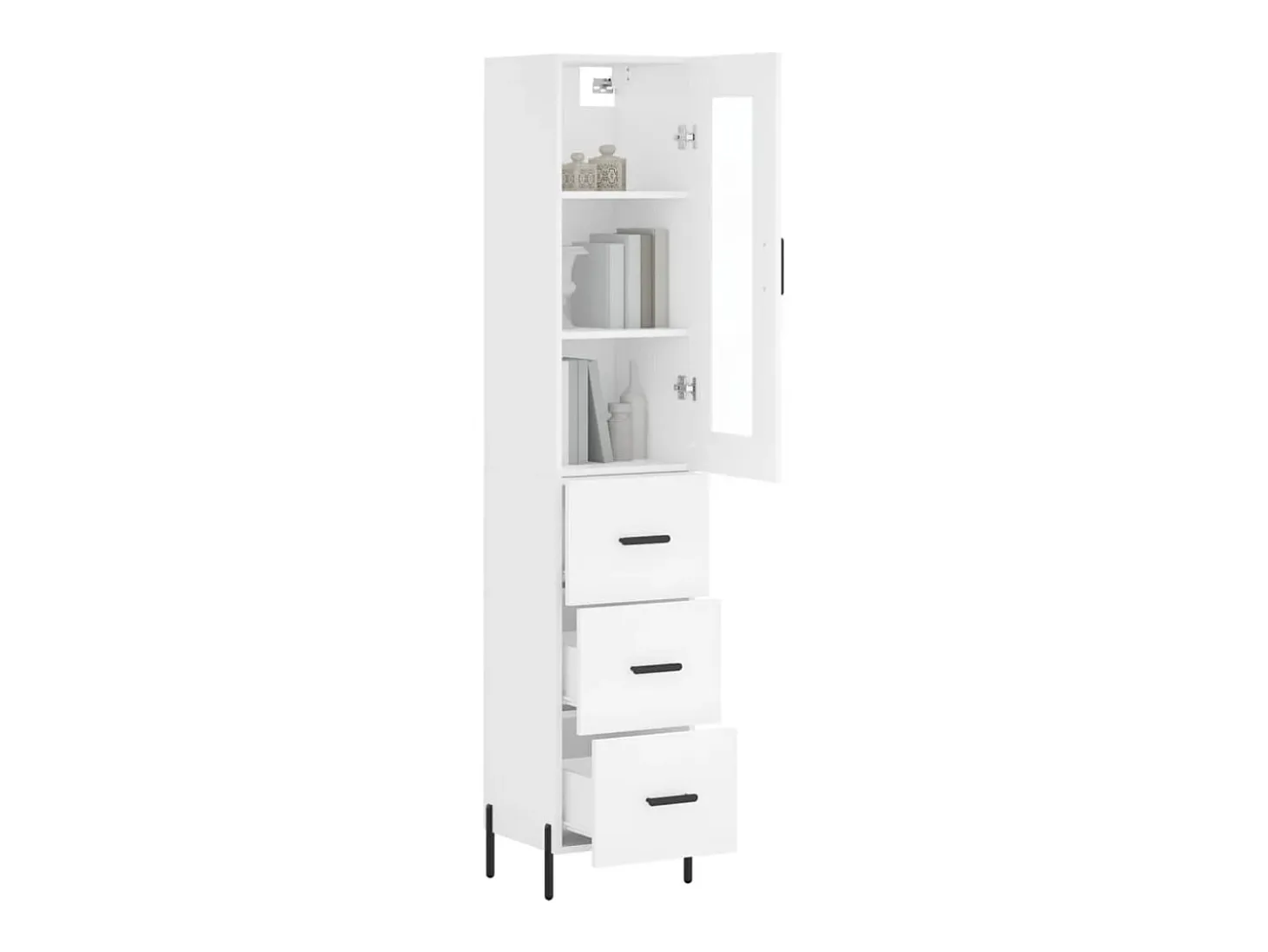 Aparador alto madera contrachapada blanco 34,5x34x180 cm ES54606