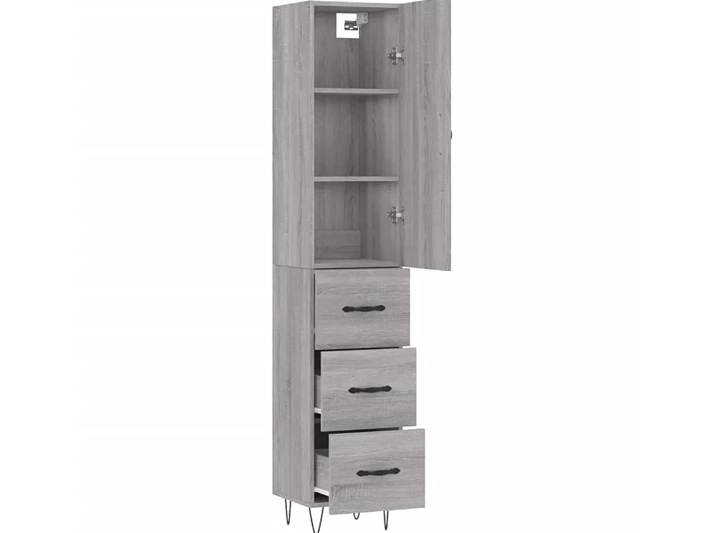 Aparador alto madera contrachapada gris Sonoma 34,5x34x180 cm ES53268