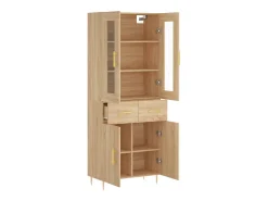 Aparador alto madera contrachapada color roble 69,5x34x180 cm