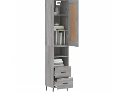 Aparador alto madera contrachapada gris Sonoma 34,5x34x180 cm ES14689