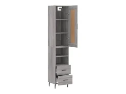 Aparador alto madera contrachapada gris Sonoma 34,5x34x180 cm ES14689